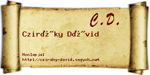 Cziráky Dávid névjegykártya